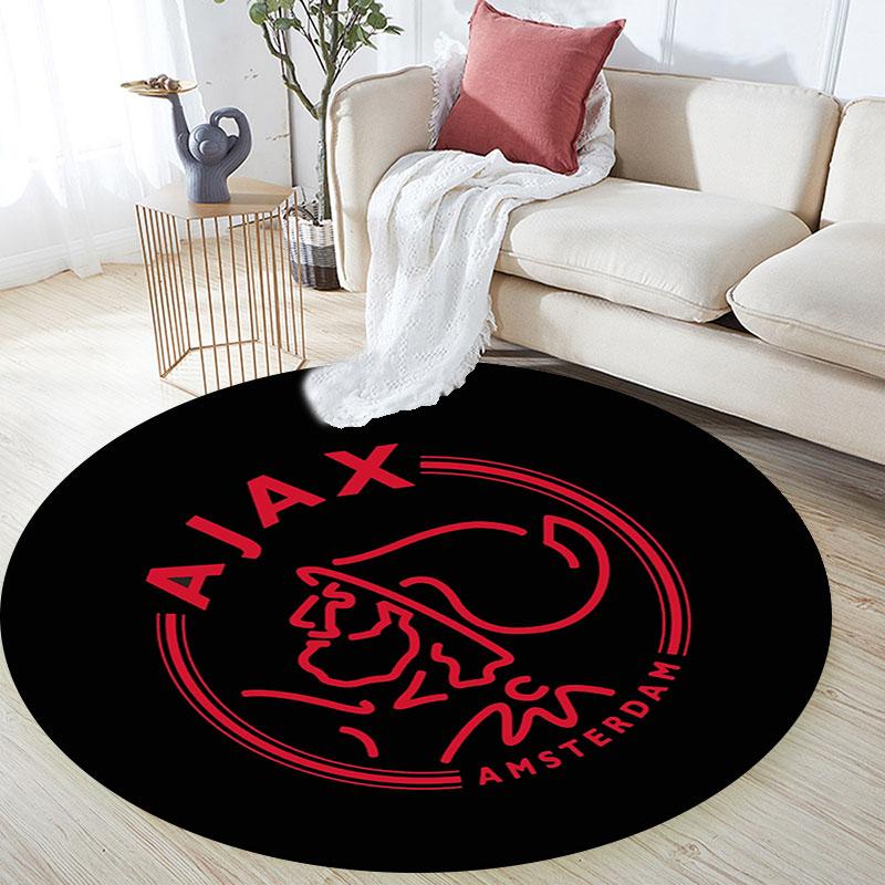 AFC Ajax Amsterdam Logo Runder Teppich, Rutschfester Waschbarer Kreis Teppich Für Wohnzimmer Schlafzimmer Spielzimmer, Sportfan Dekoration, Feiertags Geburtstagsgeschenk