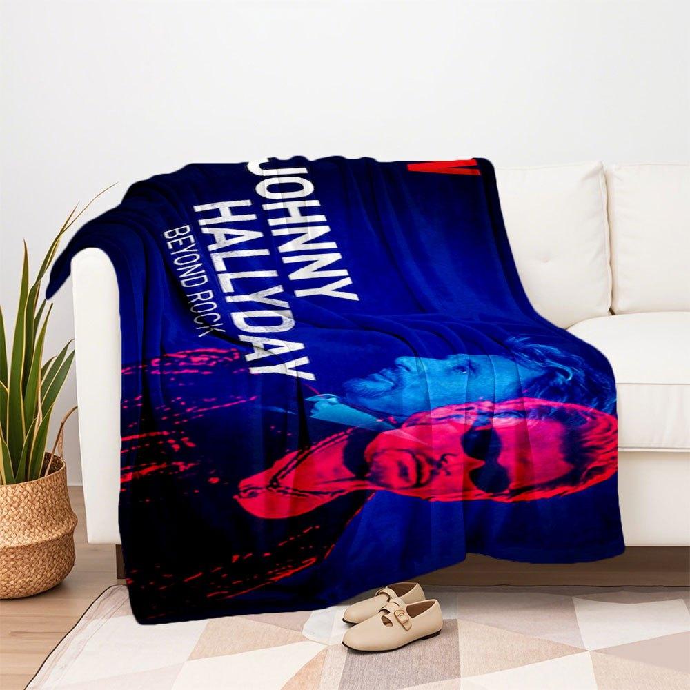 Johnny Hallyday Beyond Rock: Limited Edition PosterBlanket Flannel Throw Blanket for Sofa, Bed, Travel, Camping, Office, Couch, Chair, And B