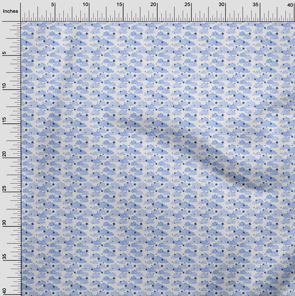 oneOone Cotton Poplin Light Blue Fabric Water Color Sewing Material Print Fabric By The Yard 42 Inch