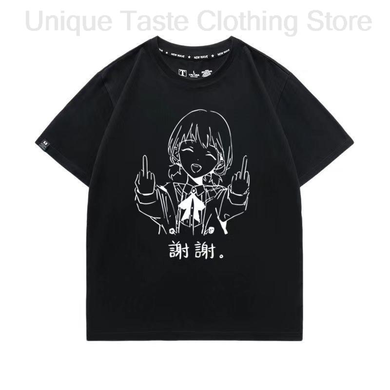 

Anime GIRLS BAND CRY T Shirt ISERI NINA Cartoon Thank You Text Print Tshirt Women Unisex Summer Loose Cotton Short Sleeve Tee Tops 3XL