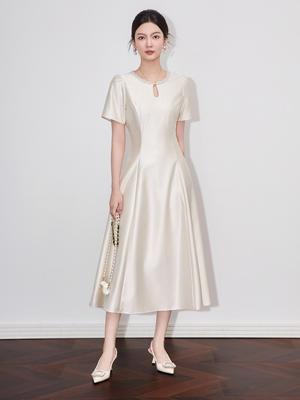Elegant Beaded Evening Gown – Slimming Fit, Light Luxury, Long Socialite Banquet Dress
