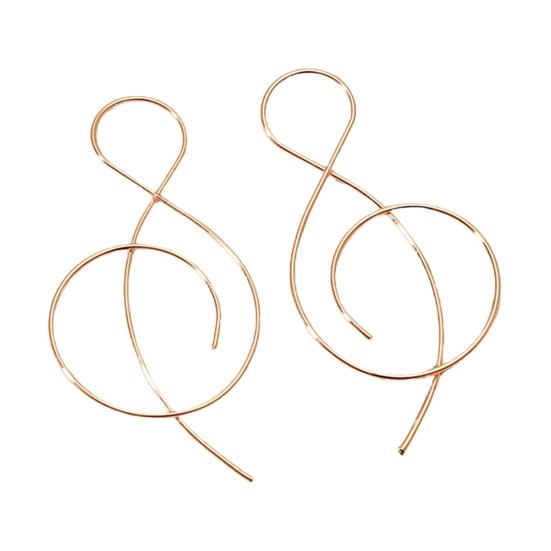 

1 пара женских креативных серег-колец в форме музыкальной ноты, простые изысканные преувеличенные линии, защита от падения