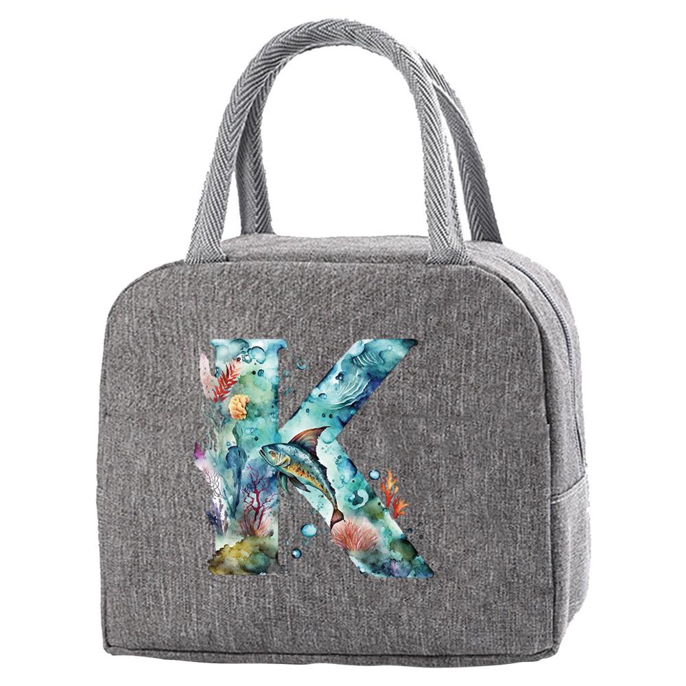 Wasserdichte Oxford Reißverschluss Isolierte Lunchtasche Tragbar Lebensmittelisolierung für Erwachsene Reisen Fisch Buchstaben Druck Box Picknick
