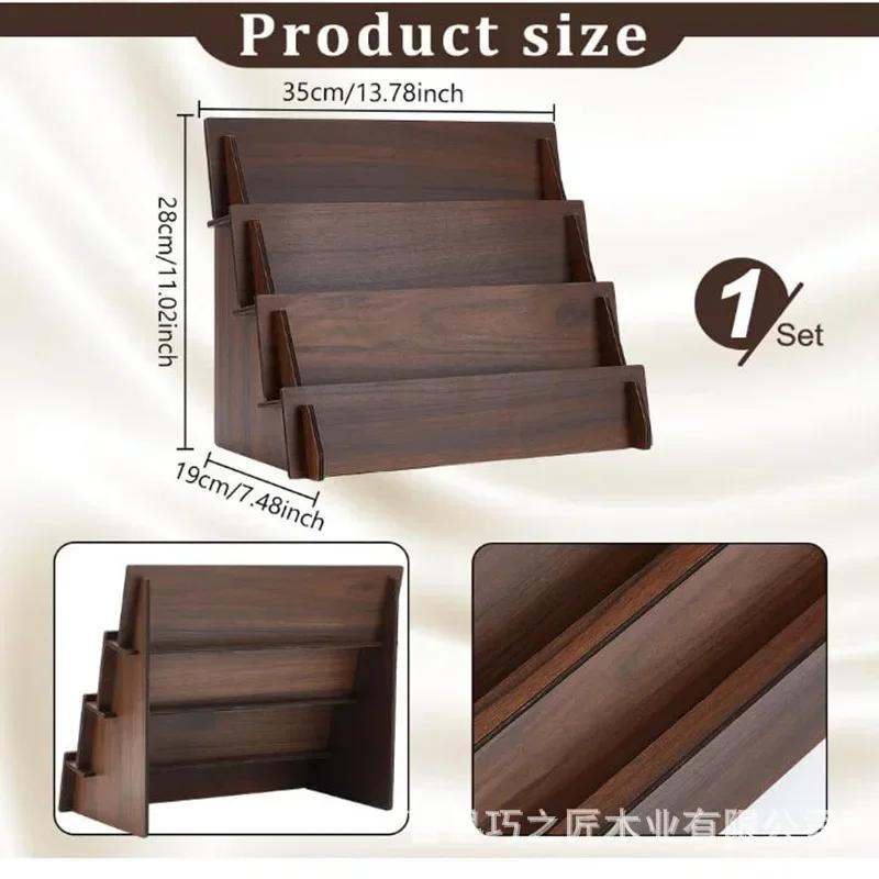 

Latest Models Card Display Stand Wood Postcard Holder Desk Bracket Card Organizer 4 Layer Decorative Shelves Office Gift L