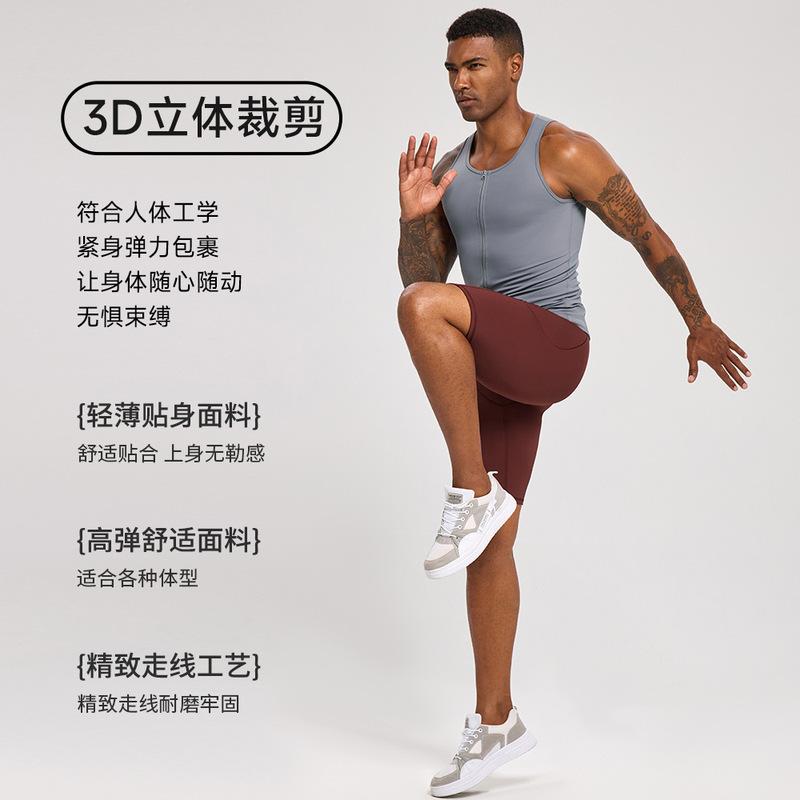 Strong shaping sports leggings for men summer quick drying breathable sports shorts, sweat training cropped pants Running shorts