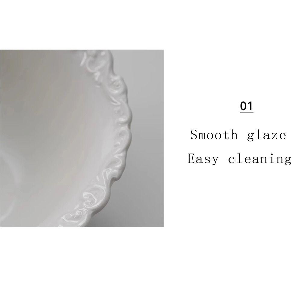 Embossed Design Ceramic Dessert Plate White/Yellow Color Western Dining Tableware  Kitchen Use