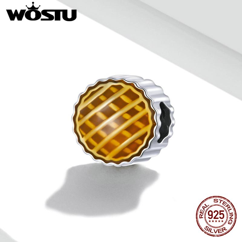 

WOSTU Имитация красочного тыквенного пирога из стерлингового серебра 925 пробы, бусина для женщин, ювелирные украшения 925 silver