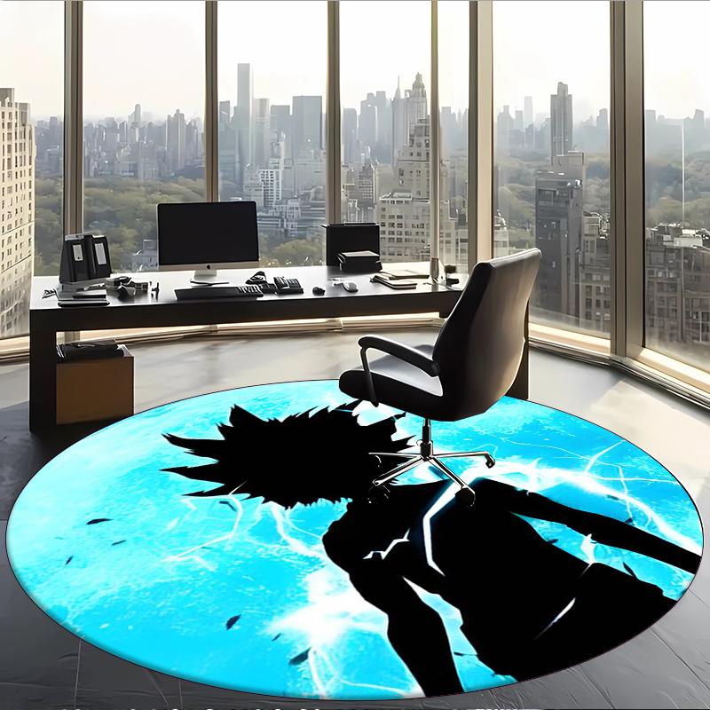 Killua (1) Tapete Redondo para Escritório Tapete Decorativo para Chão para Escritório Quarto Sala de Estar e Espaço Doméstico