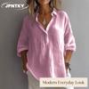 JPNTKY Women's Fashion Casual Solid Color Print Long Sleeve POLO Neck Blouses & Shirts