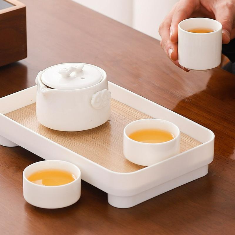 Chinese Style Portable Travel Ceramic Tea Set Outdoor Camping Dry Brew Tea Table Kung Fu Teapot Teacup Portable Bag Gift Box