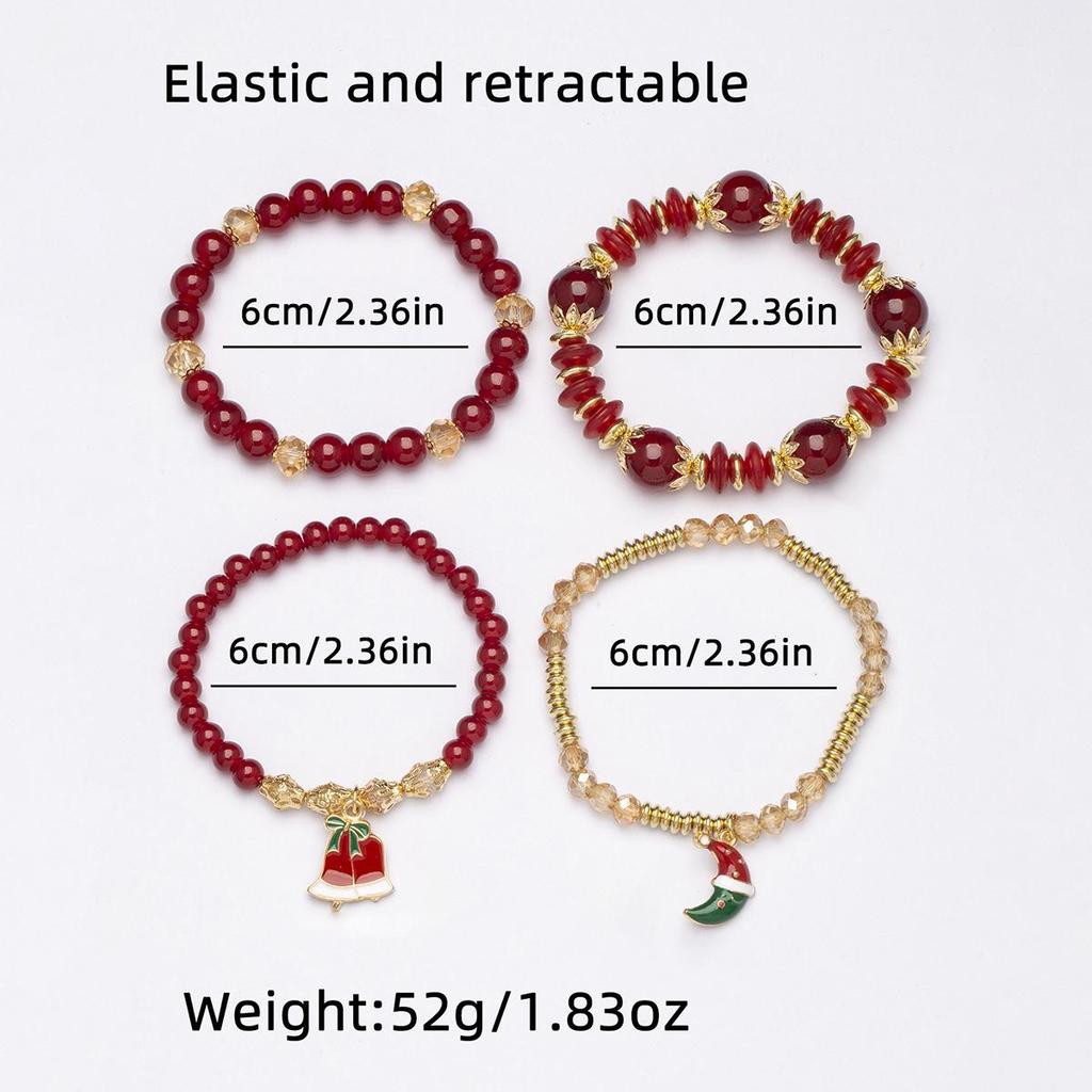 Pulseira Boêmia de Natal Multicamadas com Contas de Cristal para Mulheres