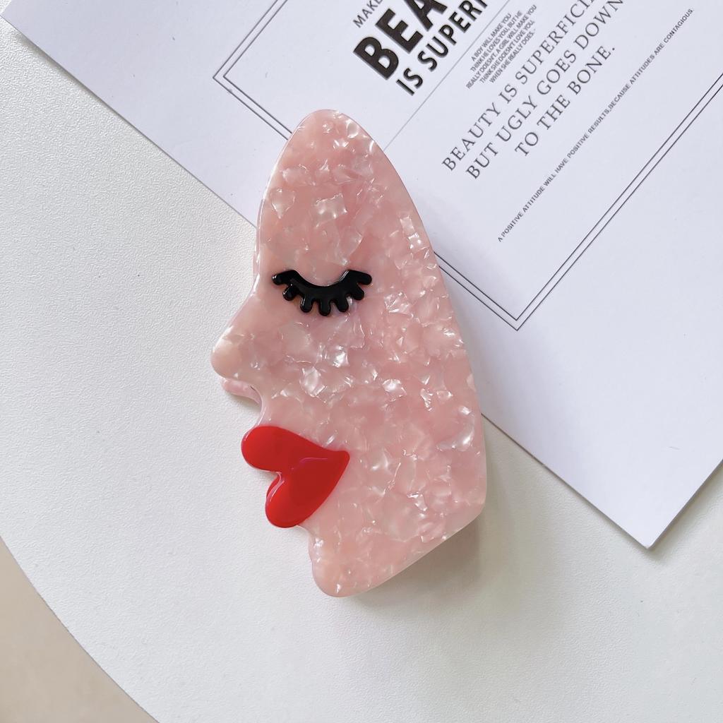 Akryl Macaron Håndflate Ansikt Skive Hårklemme Vind Hestehale Hårnål Morsom Morsom Hodeplagg