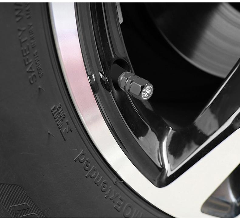 4pcs Car ornament Alfa Romeo 159 156 Mito Giulietta Tonale Stelvio 8C GT 166 Volante Car logo Tire Valve Caps Accessories