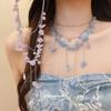 Pure Desire Leader~ Stainless Steel Flower Tassel Necklace Super Fairy Beautiful Holiday Wind Clavicle Chain Unique Drifting Necklace