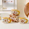 Cute Cat Graffiti Style Ceramic Cup Home Cartoon Mug Creative Souvenir Taiyaki Water Cup for Girls