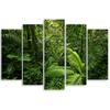 Five piece picture canvas print Green forest leaves