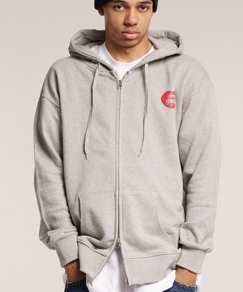 Cream Soda Lab Human Highlight Small Heart Zip-Up Gray Red