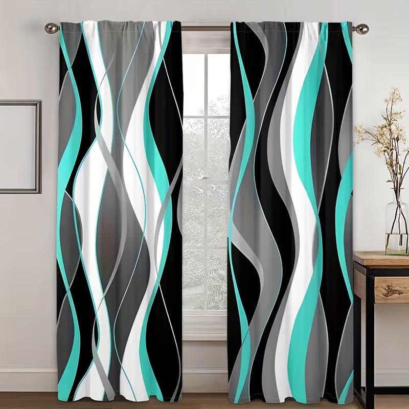 Elegantní sada Vikama Styl Abstraktní Geometrické Pruhované Závěsy Vhodné Dekorace Domu Závěs do Obývacího Pokoj Polyester Ideální Pro Oblast