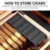 Cedar wood cigar humidor with digital hygrometer and humidifier, safety lock, cigar accessory storage drawer, and sealed humidor box cabinet with