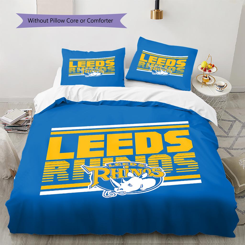 Povlečení s motivem Leeds Rhinos, Sada přikrývek Potah na přikrývku Povlak na polštář Domácí dárek k narozeninám (1 * povlak na peřinu + 2 * povlak na polštář, bez jádra)