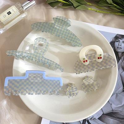 2025 Mermaid Color Plaid Claw Clip: Women's Korean/Japanese Acetate Hair Accessory