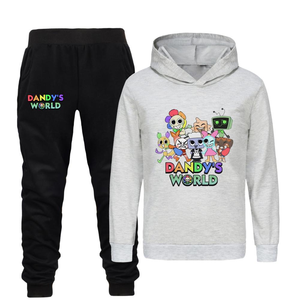 5407 Multi-color Kids Boys Girls Dandy World Printed Hoodies Trousers Clothes Set