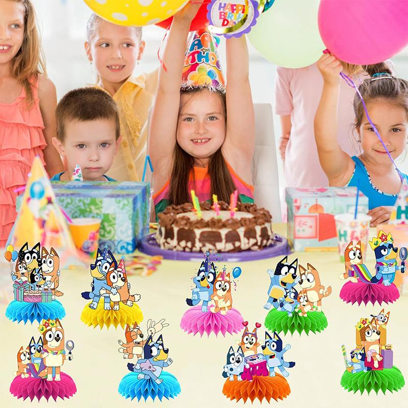 Bluey Bingo Themed Anime Figures Decorations Children's Birthday Holiday Party Desktop Honeycomb Ornaments