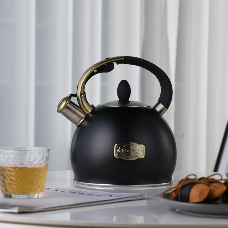 Modern Whistling Water Kettle 3L Large Capacity Ergonomic Handle Teakettle For Stovetop Gas Induction Cooktops