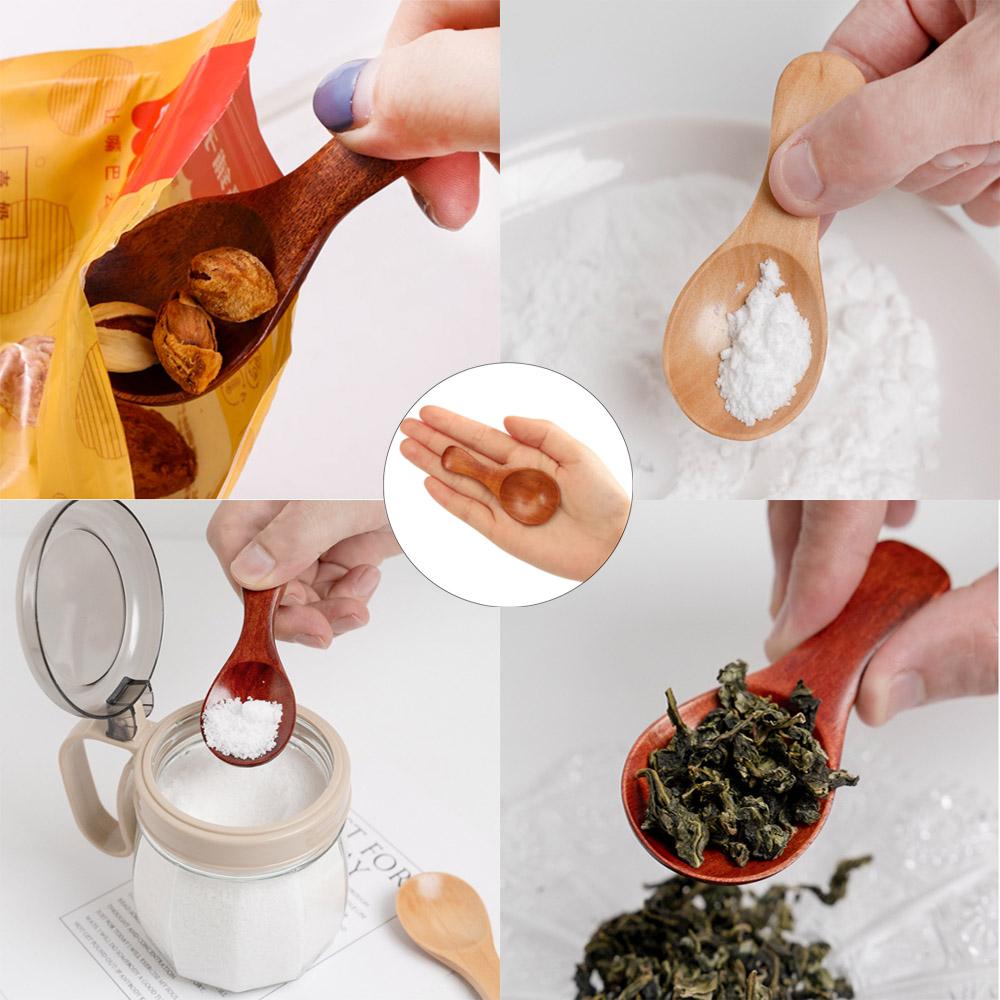 Wooden Spoon 2/4Pcs Lot Mini Condiment Honey Sugar Tea Coffee Ice Cream Scoop Kid Children Round Shape Home Kitchen Accersorries