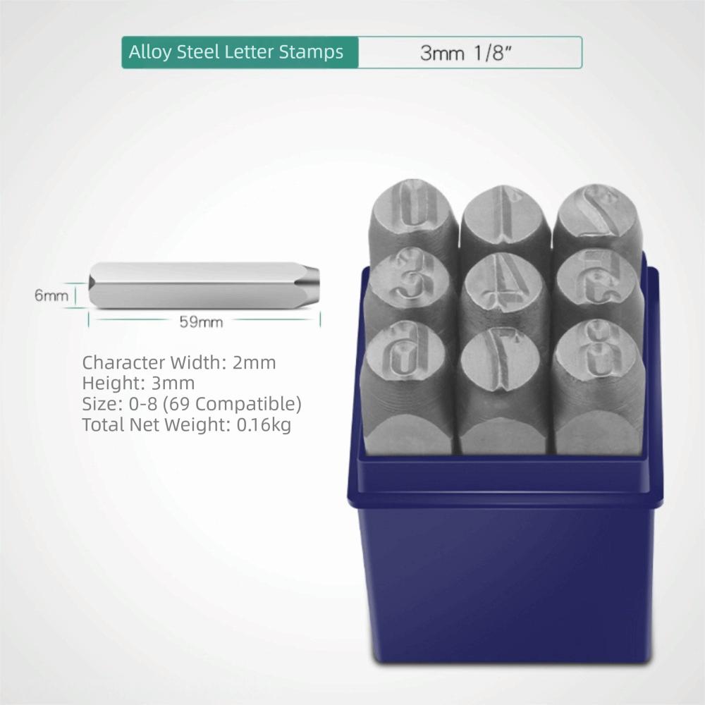 3-12.5 Mm Number Stamp With Plastic Case Metal Punch Stamping Tools Embossing Tools  Metal Working