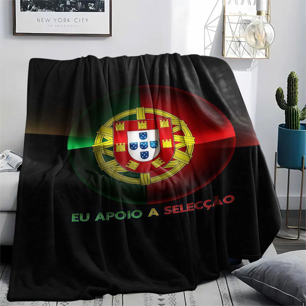 1PC Portugal National Football Team Patterned Flannel Blanket Suitable For All Seasons for Home Decor Warmth and Comfort Gifts Holiday Present