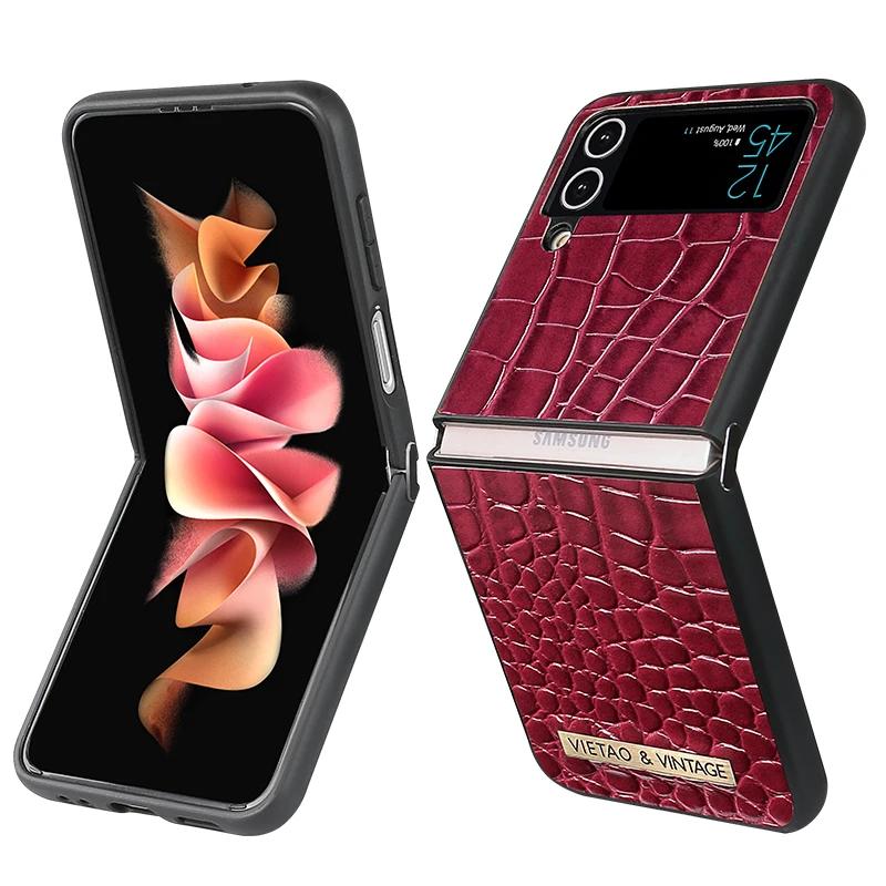 Solid Color High-end Texture Suitable for Business People PU Leather Phone Case for Samsung Galaxy Z Flip 5 4 3 Cover