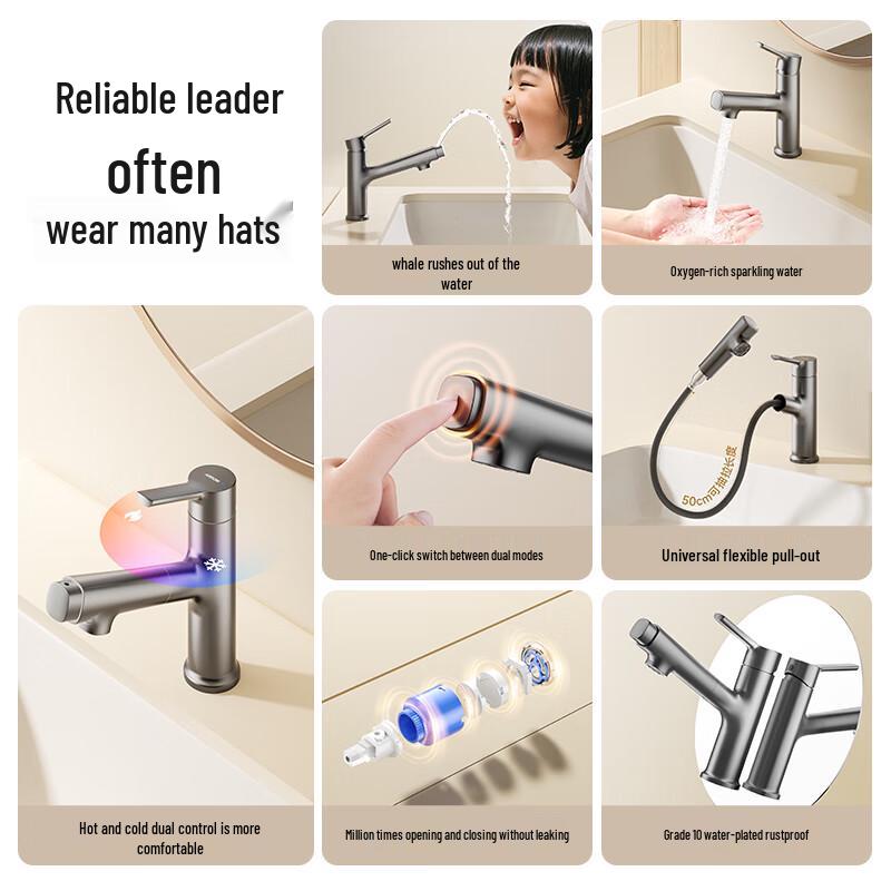 ARROW Gunmetal Grey Pull-Out Basin Faucet