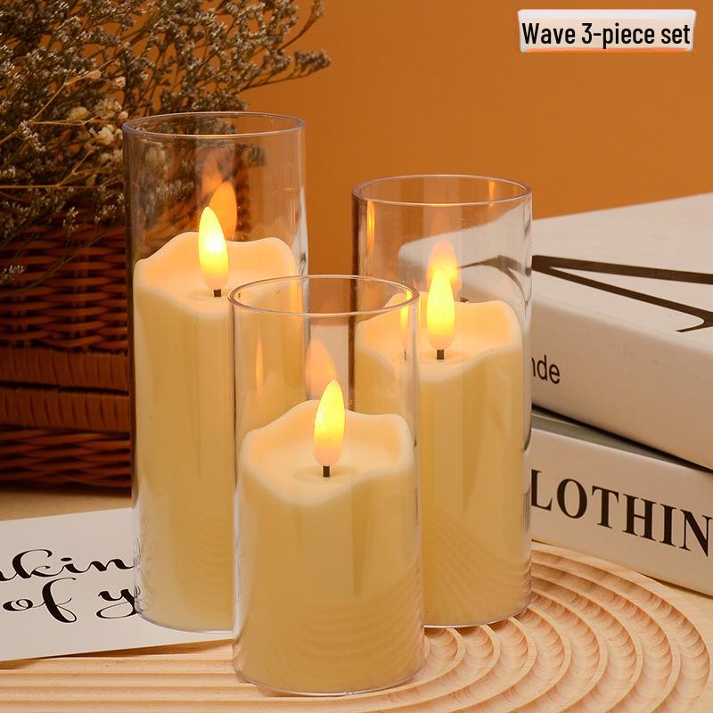 

Світлодіодні скляні свічки-прикраси для днів народження та весіль Wavy Bullet Head LED Candle