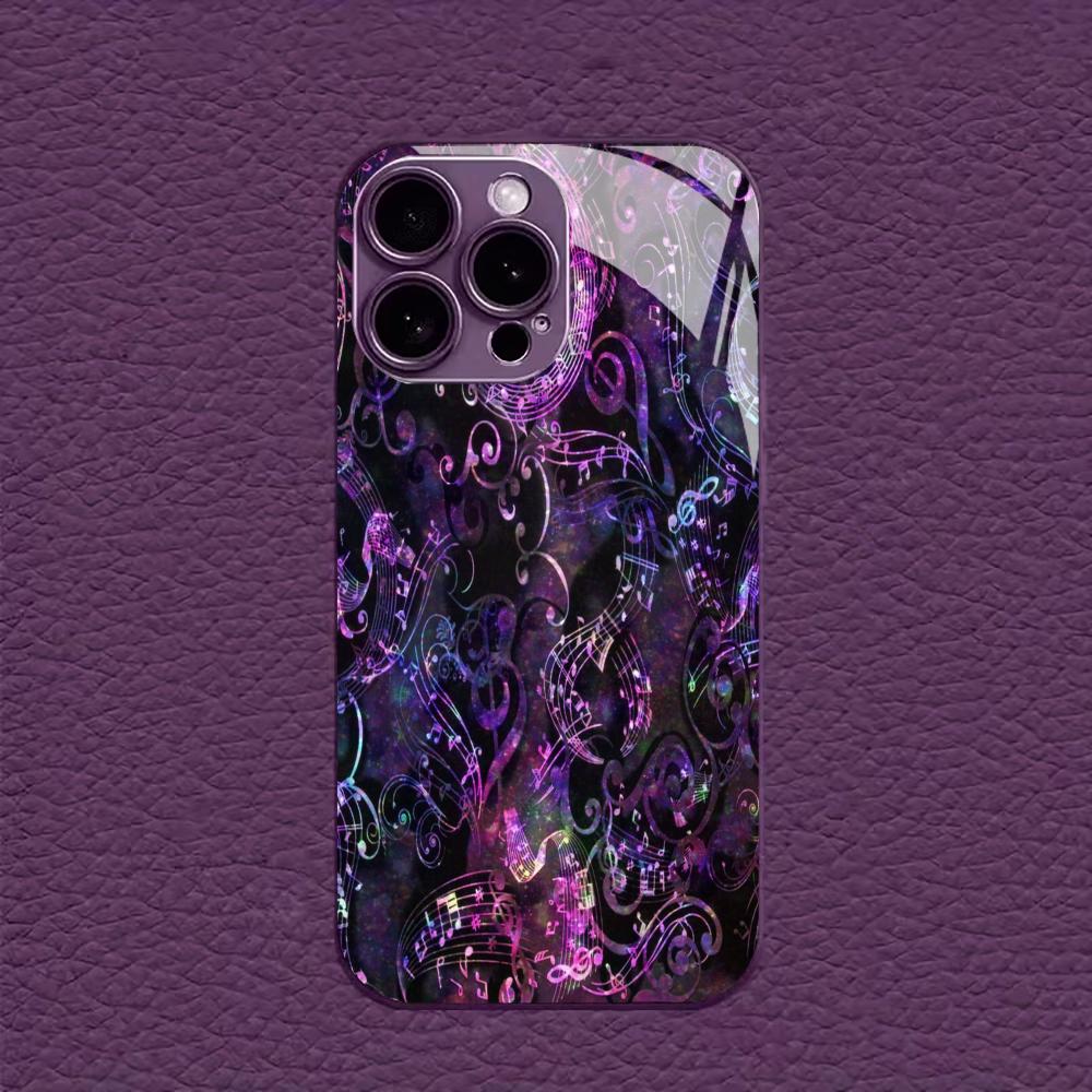Purple Music Note Print for Iphone 17 Case Fashion for Coque Iphone Case Fundas Glass for iPhone 17 16 15 14 13 12 11pm Pro Plus