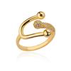 2025  Trendy Gold Plated Stainless Zircon  Rings For Women Chain Geometry Zircon Finger Ring Jewelry Gift