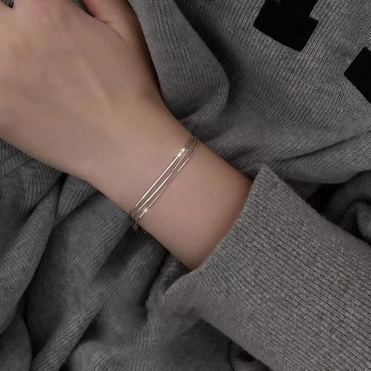 Fashion 925 Silver Bracelets for Women Simple Korean Multi Layer Coil Adjustable Bracelets Party Wedding Jewelry Gifts