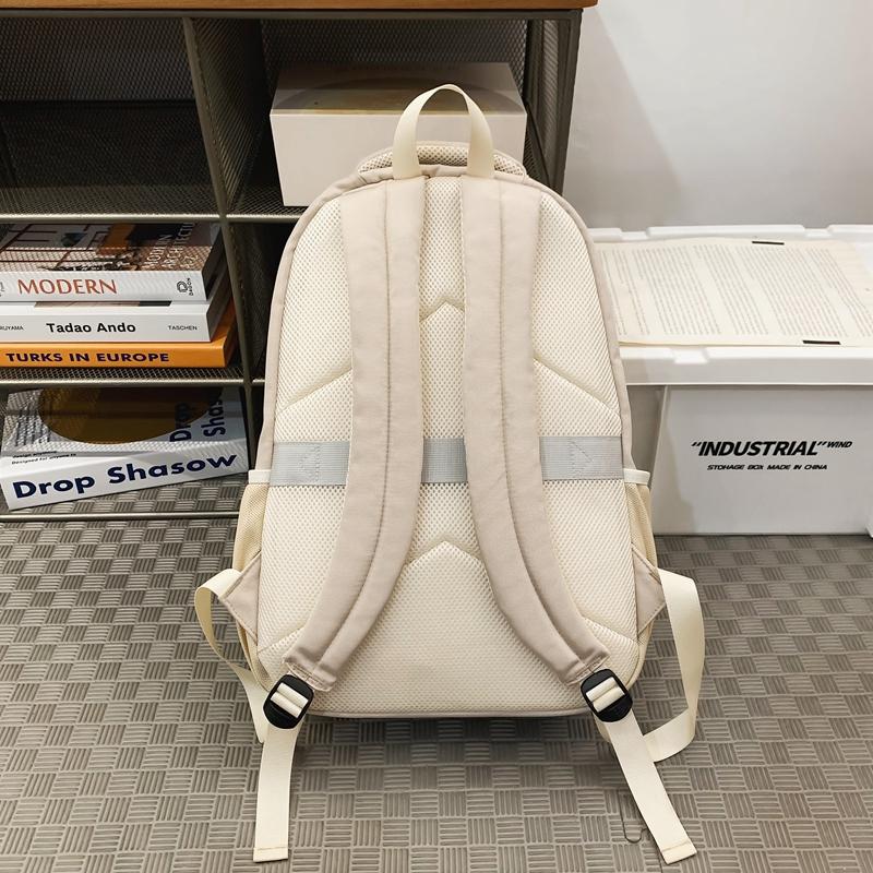 Men Solid Color Backpack Large Capacity Computer Bag Travel Couple Backpack Student Schoolbag