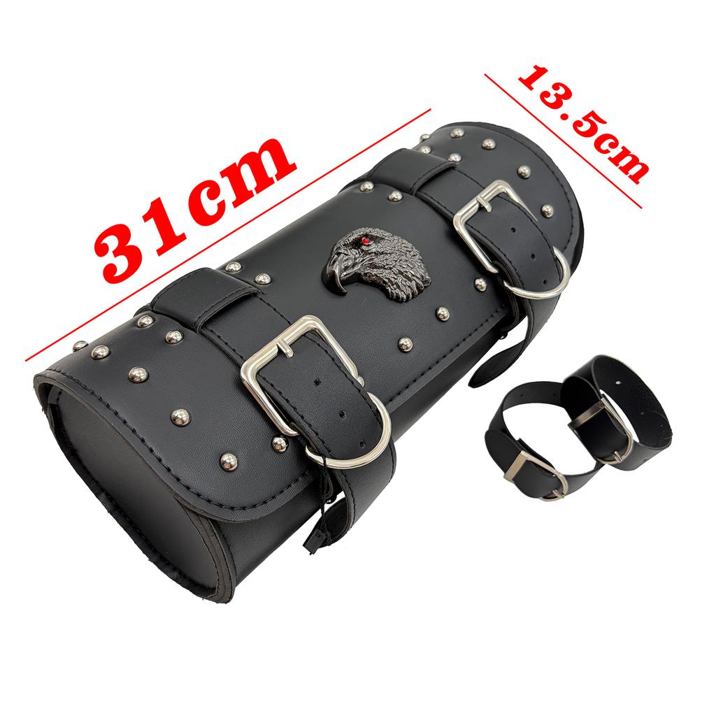 Vintage Black Brown PU Leather motorbike Side Tool Tail Bag Luggage for Harley Universal Motorcycle Saddle Bag