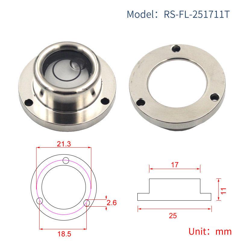 HACCURY Round Metal Spirit Level with Base Mounting Holes