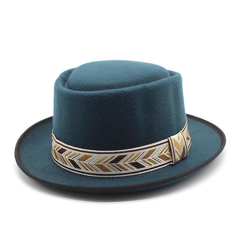 Retro French Top Hat Convex Top Jazz Felt Hat Men'S And Women'S Solid Color Top Hat