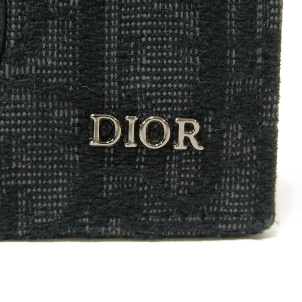 Used 10656 Saddle Vertical Card Holder 2ADCH169YKS_H03E 7946 Logo Metal Oblique Jacquard Black Men's from Japan