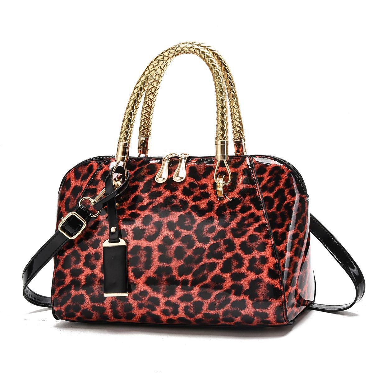 

2025 Leopard Print Versatile Handbag: White & Khaki Crossbody Shoulder Bag for Women червоний