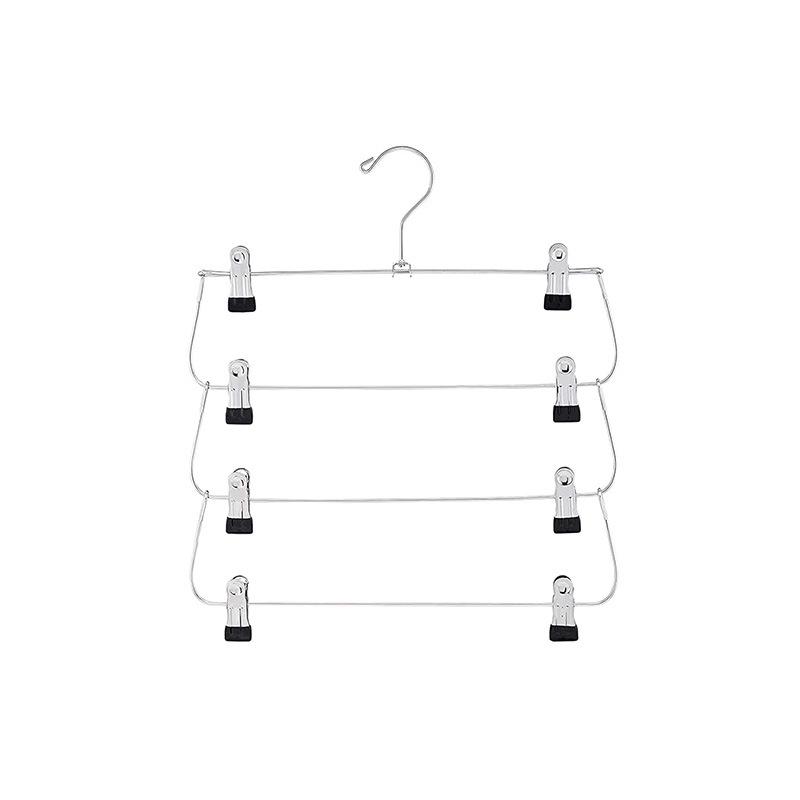 6-Layer Adjustable Foldable Metal Hanger with Clips for Skirts and Pants