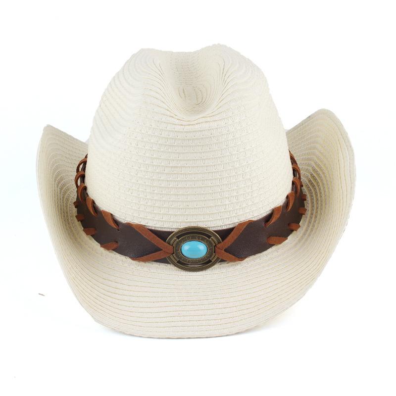 2023 neue Stroh Cowboy Hut Für Männer Frauen Sommer Atmungs Strand Sonnenhut Curling Krempe Cowgirl Western Cowboy Kappe Sombrero hombre