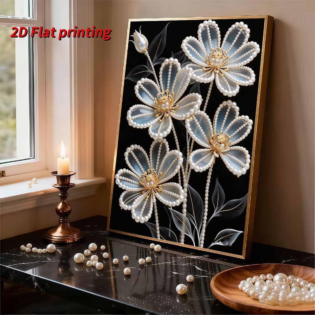 5D DIY Frameless Pearl Painting Daisy Pattern Painting Kit, Suitable for Home Living Room Bedroom and Other Wall Decoration Art Paintings