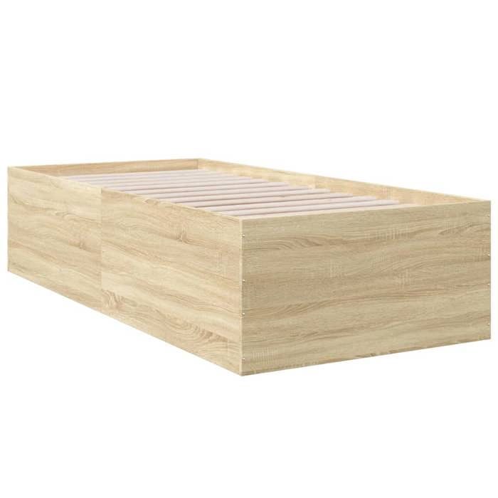 VidaXL Cadre de lit chêne sonoma 90x190 cm bois d'ingénierie, meuble de chambre à coucher, sommier, lit à panneaux, lit, lit 3280974