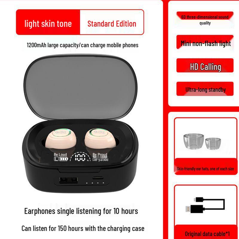 

20-Hour Bluetooth Dual-Ear Mini In-Ear Headphones for Huawei, Vivo, Apple, OPPO Standard Edition [150 hours talk time and music] тілесний