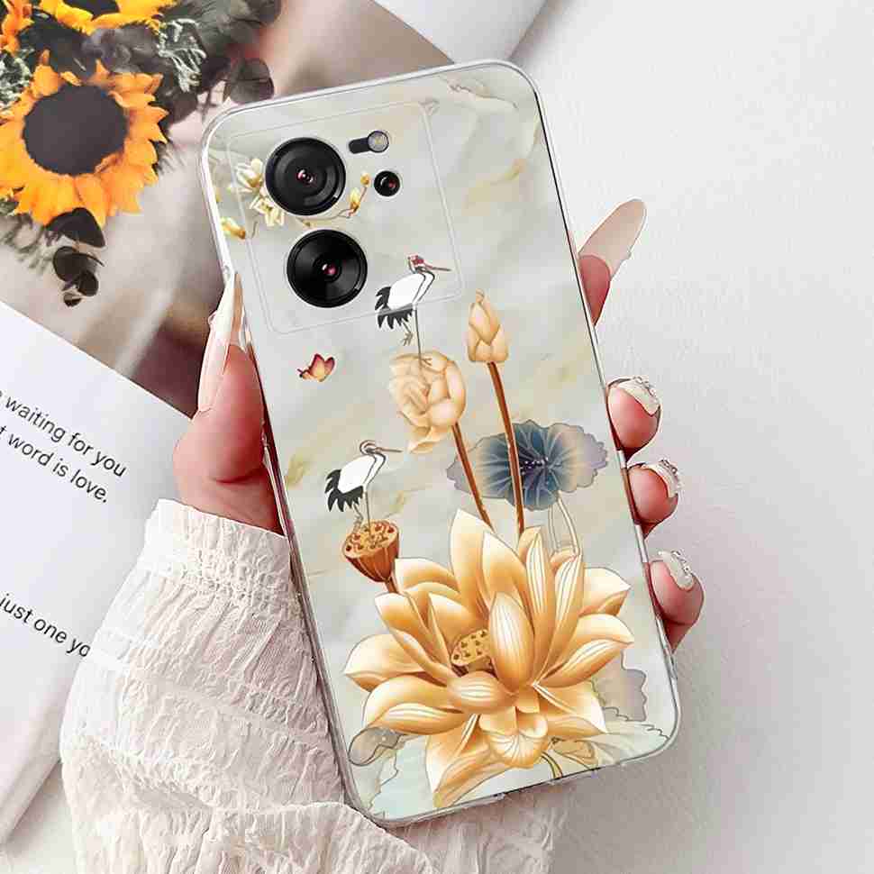 For Xiaomi Mi 13T 5G 6.67" Case Cartoon Bear Soft Silicone TPU Cover For Xiaomi Mi13T 5G 2306EPN60G 6.67" Colorful Flowers Shell