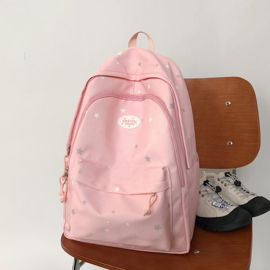 Schoolbag Korean Ins Wind Star Print Backpack Multi-color Fresh Student Schoolbag Large Capacity Lightweight Campus Backpack